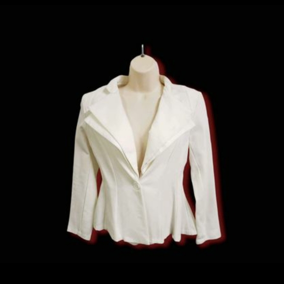 Hybrid & Company Women Double Notch Lapel Sharp Shoulder Pad Office Blazer M - Picture 5 of 9